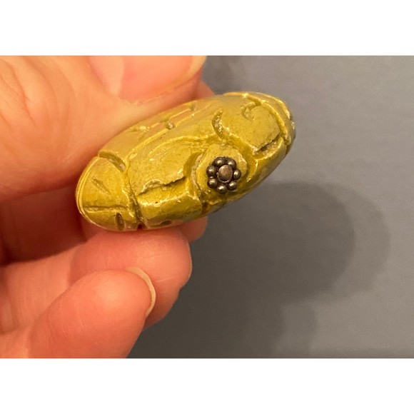 Coral Carnelian Chipstone Necklace Carved Olive Serpentine Jade Pendant Sterling - Picture 3 of 10